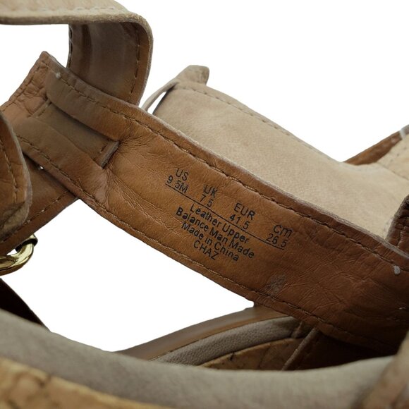 Franco Sarto Womens Beige Leather Cork Wedge Sandals 9.5 M Chestnut Brown/Tan - Picture 6 of 11
